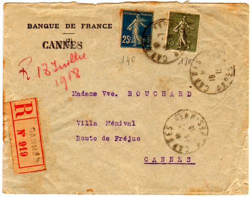 Lettre recommandee 1918 - lettre,